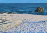 Parfois comme des pachydermes endormis, quelques rochers laissaient paraître leurs dos antiques, le sable jaloux de l’océan dessinait des vagues de pacotilles.  33cmx 24cm 2017