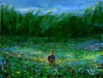 Guillaume cueillant des fleurs pour Louise par vent frais 35 cm x 27 cm 2014