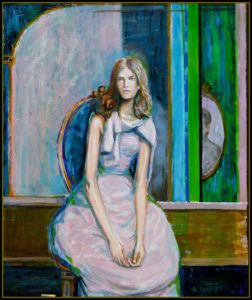 L'instant précis où Léopoldina me dit : Ne me faites pas un portrait à la  Matisse  car ce n'est pas un artiste que j'affectionne beaucoup 55 cm x 46 cm 2014