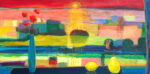 Sous le regard d'Helios, le paysage semblait heureux du passage du bateau qui glissait lentement sur le fleuve. - 80cm x 40cm - 2025