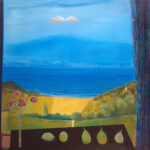 La première fois, on s'était embrassé en plein ciel comme deux nuages qui se rencontrent, mais comment s'aimer à contre-courant? - 120cm x 120cm - 2025