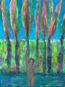 Parfois l’été, Diane offrait tout son corps aux jeunes peupliers. Quelques-uns gambillaient et frétillaient devant sa splendeur. - 73cm x 54cm - 2025