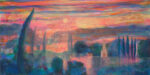 C'était une fin du jour où ta main c'était endormie dans la mienne, le paysage soupirait sous le feu corail du soleil. - 50cm x 25cm - 2025