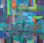 Pendant la fête la nuit, le port gardait quelques couleurs du jour. - 30cm x 30cm - 2025