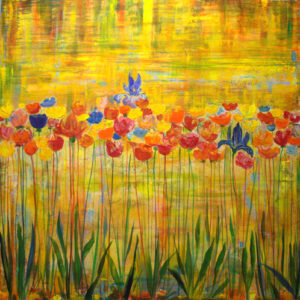 Pour te faire rêver et rendre le temps moins monotone, je t'avais peint un printemps en automne. - 100cm x 100cm - 2025