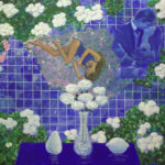 Elle rêvait souvent en souriant. Rêver, n'était-ce pas fermer les yeux mais les ouvrir sur ce que, de jour, nous cherchons à esquiver, ou n'osons pas avouer? - 60cm x 60cm -