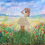 Flore débutant une danse lascive pour charmer Zéphyr à leur rendez-vous de printemps - 60cm x 60cm -