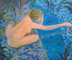 En revenant de l'exposition "Bonnard ", je visitais Aude. Avais-je le choix de voir cette scène autrement ? - 60cm x 50cm -